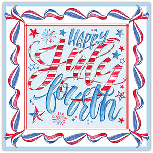 Square placemats- Handpainted Happy 4th of July