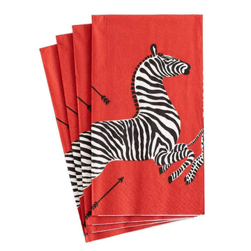 Caspari, Inc. Zebra Guest Napkin - Red