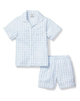 Petite Plume Light Blue Gingham Twill Pajama Short Set