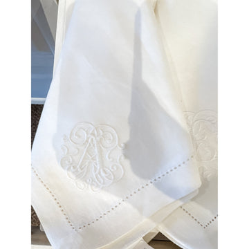 Teresa Alecrim Hemstitched Monogrammed Dinner Napkin