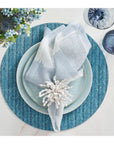 Kim Seybert Watercolor Stripe Napkin in White Blue & Gray