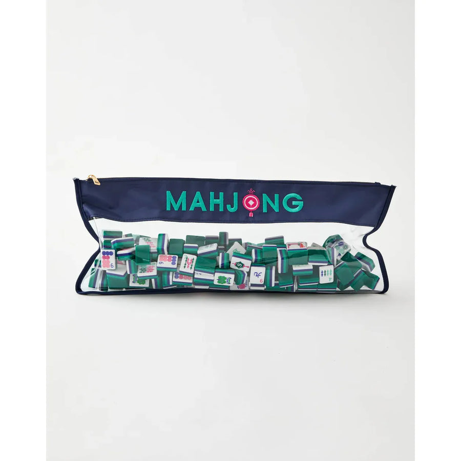 Navy Stitched Mahjong Bag