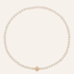 Clara Williams Freshwater White Round Pearl Mini Necklace