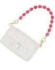 The Lilley Line Raspberry Pink River Stone Pochette in White