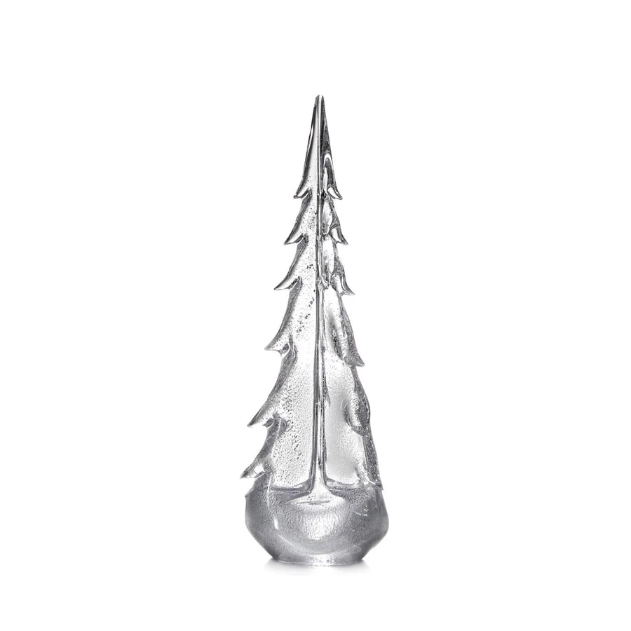 Simon Pearce Silver Leaf Evergreen Glass Tree: 18 inch