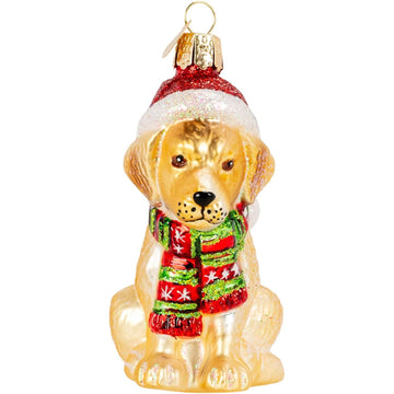 Holiday Yellow Lab Puppy Ornament