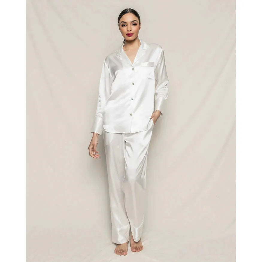 Petite Plume White Silk Pajama Set