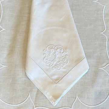 Richardson-Pierce Wedding Registry: Teresa Alecrim Hemstitched Monogram DInner Napkin