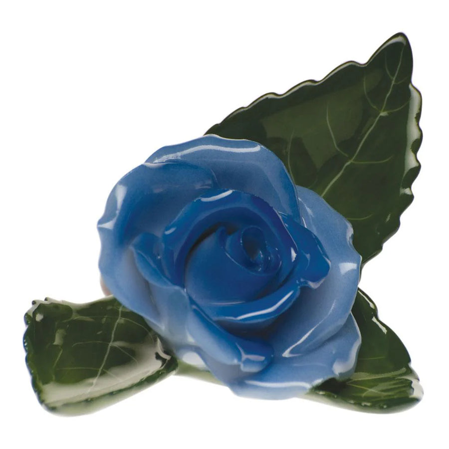 Herend Rose on Leaf - Blue