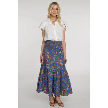 Elizabeth James The Label Izzy Skirt in Secret Garden Sapphire