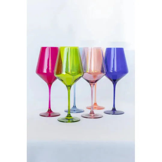 Hawfield-Rose Wedding Registry: Estelle Mixed Set of Jewel-Toned Wine Glasses (Boxed Set of 6)