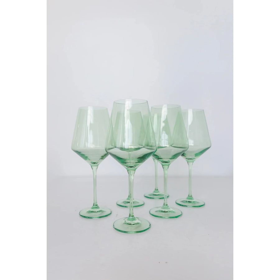 Turner and Robison Wedding Registry: Estelle Mint Green Wine Glasses (Boxed Set of 6)