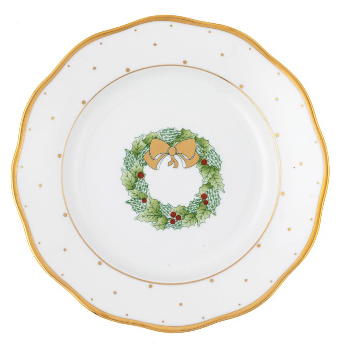 Liggett and Ives Wedding Registry: Herend Christmas Wreath Dessert Plate