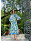 Isla Payal Como Midi Dress in Monkey Chinoiserie Jade