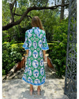 Isla Payal Como Midi Dress in Monkey Chinoiserie Jade