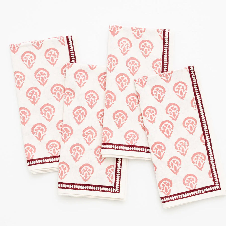 Pomegranate India Hicks Carnation Blush Napkins - Set of 4