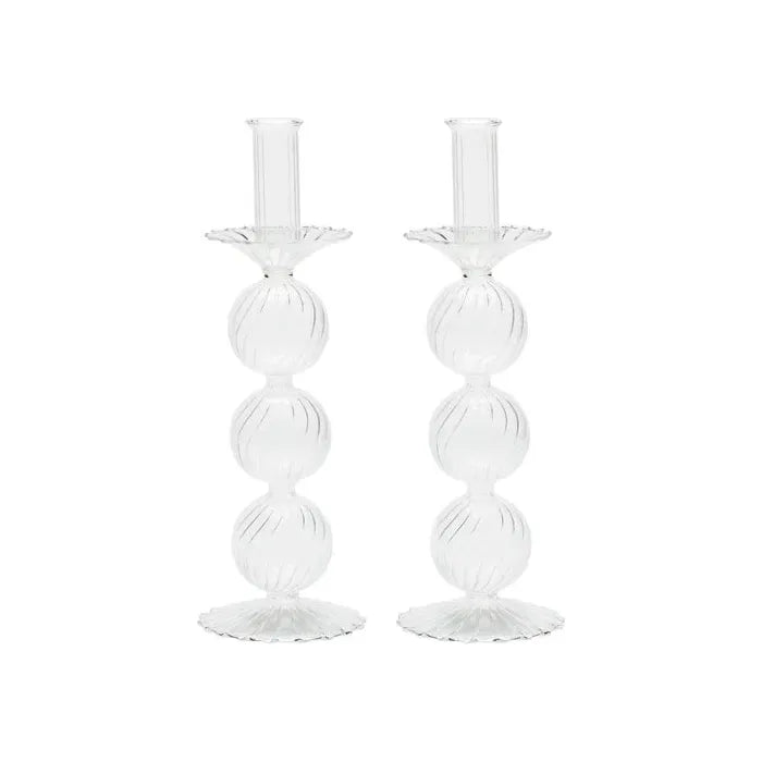 Walter and Doshi Wedding Registry: Kim Seybert Iris Tall Candle Holder in Clear (Set of 2)