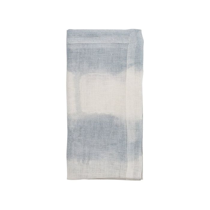 Kim Seybert Watercolor Stripe Napkin in White Blue & Gray