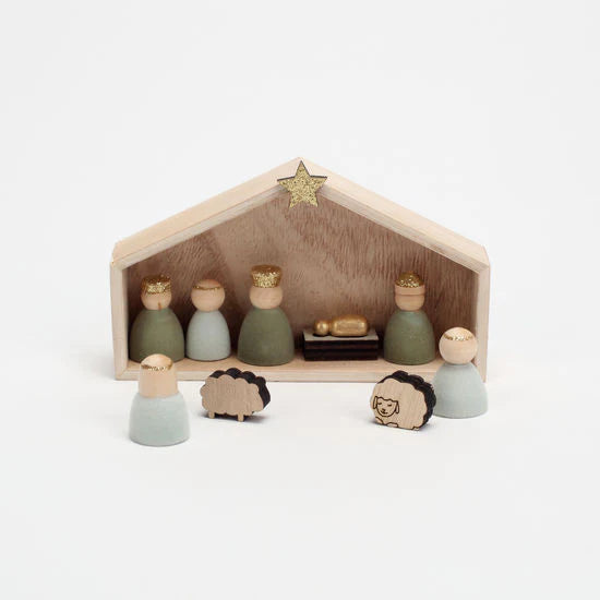 Flocked Nativity Set