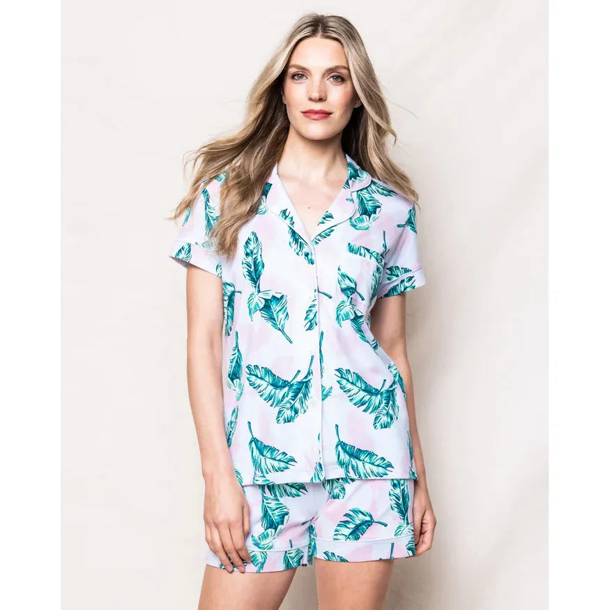 Petite Plume St. Tropez Palms Pajama Short Set