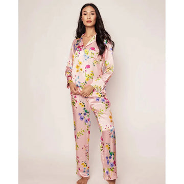 Petite Plume Blush Brilliant Botanical Silk Pajama Set