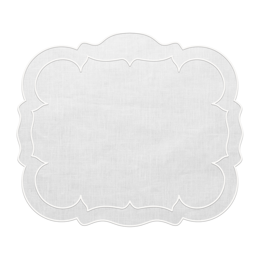 Cowden and Galvin Wedding Registry: Skyros Linho Scalloped Rectangular Placemat in White