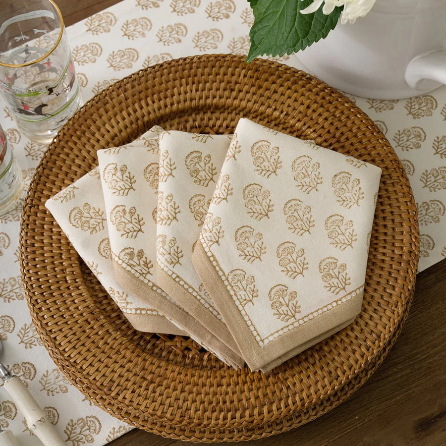 Pomegranate Anika Beige Napkins Set of 4