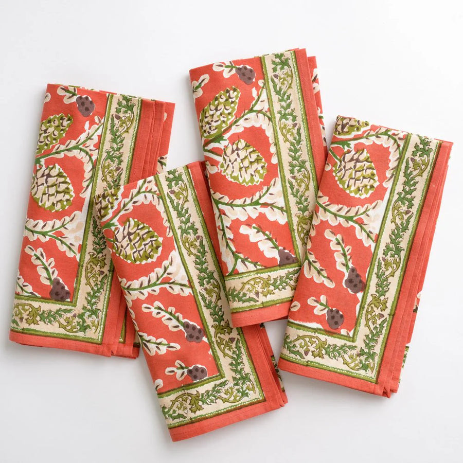 Pomegranate Palm Beach Pinecone Napkin Set of 4