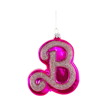 Barbie "B" Glass Ornament