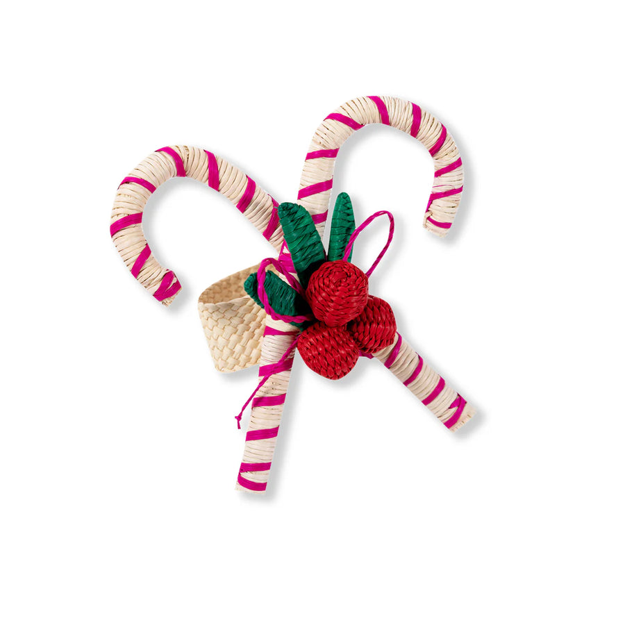 Furbish Studio Candy Cane Raffia Napkin Ring