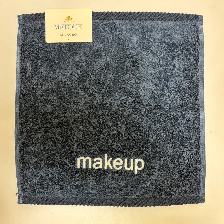 Matouk Milagro Embroidered Navy "Makeup" Wash Cloth