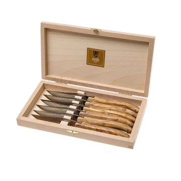 Claude Dozorme Berlingot Steak Knives - Olive Wood : Set of 6